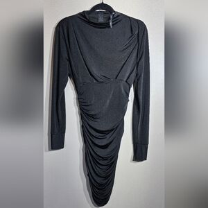 Windsor Black Long Sleeve Ruched Dress